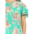 thumbnail image 5 of Women's Casual Floral Flowy Short Sleeve Round Neck Key Hole Tee Blouse Top, 5 of 6