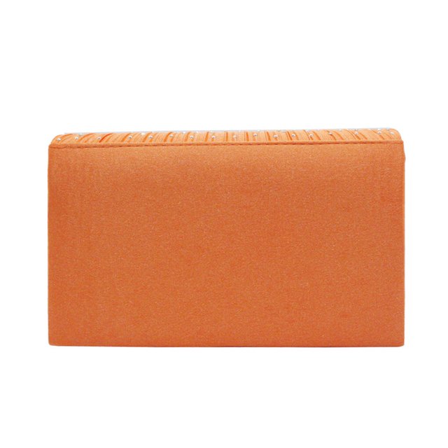pitrice Women Envelope Bag Rectangular Hasp Rhinestone Stylish Fashionable Business Party Bridal Handbag Birthday Gift Orange
