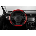thumbnail image 1 of Auto Drive D-Bottom Sport Steering Wheel Cover Red Leather, 1 of 5