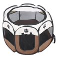 thumbnail image 1 of Portable Foldable Pet Cat Dog Cage Exercise Play Tent Mesh Cover Indoor/Outdoor Use Coffee, 1 of 4