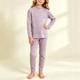 thumbnail image 2 of hotojiny 2PCS Children Thermal Set Base Layer Mock Neck Long Sleeve Top Comfy Long Pants Soft Skinny Kids Outfit(Purple,14-15 Years), 2 of 7