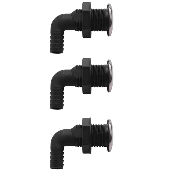 3X Conector de Manguera de Casco Universal de 3/4 Pulgadas Salida de Agua de Nylon Accesorios de Barcos Marinos