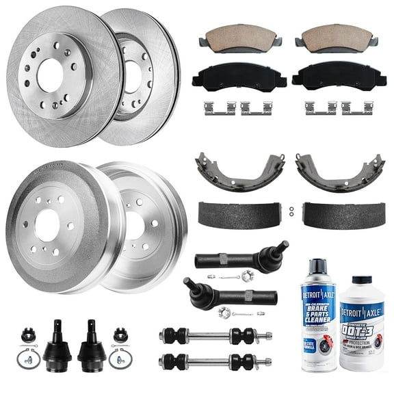 Detroit Axle - Front Brakes and Rotors Brake Pads Suspension Kit Rear Brake Drums Replacement for GMC Sierra 1500