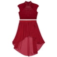 thumbnail image 3 of YONGHS Kids Girls Lyrical Ballet Dance Outfits Sleeveless Crop Top with High-Low Chiffon Skirt Set Burgundy 14, 3 of 7