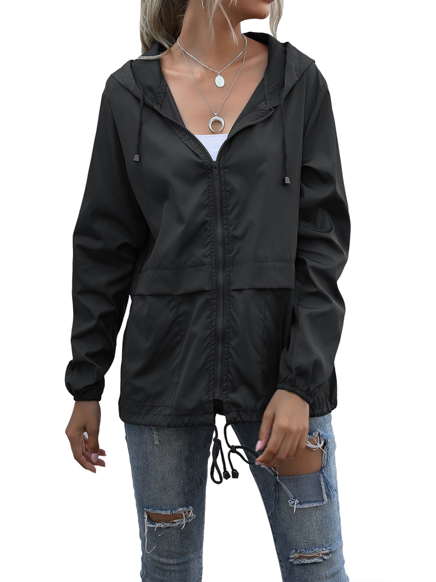 hooded rain mac