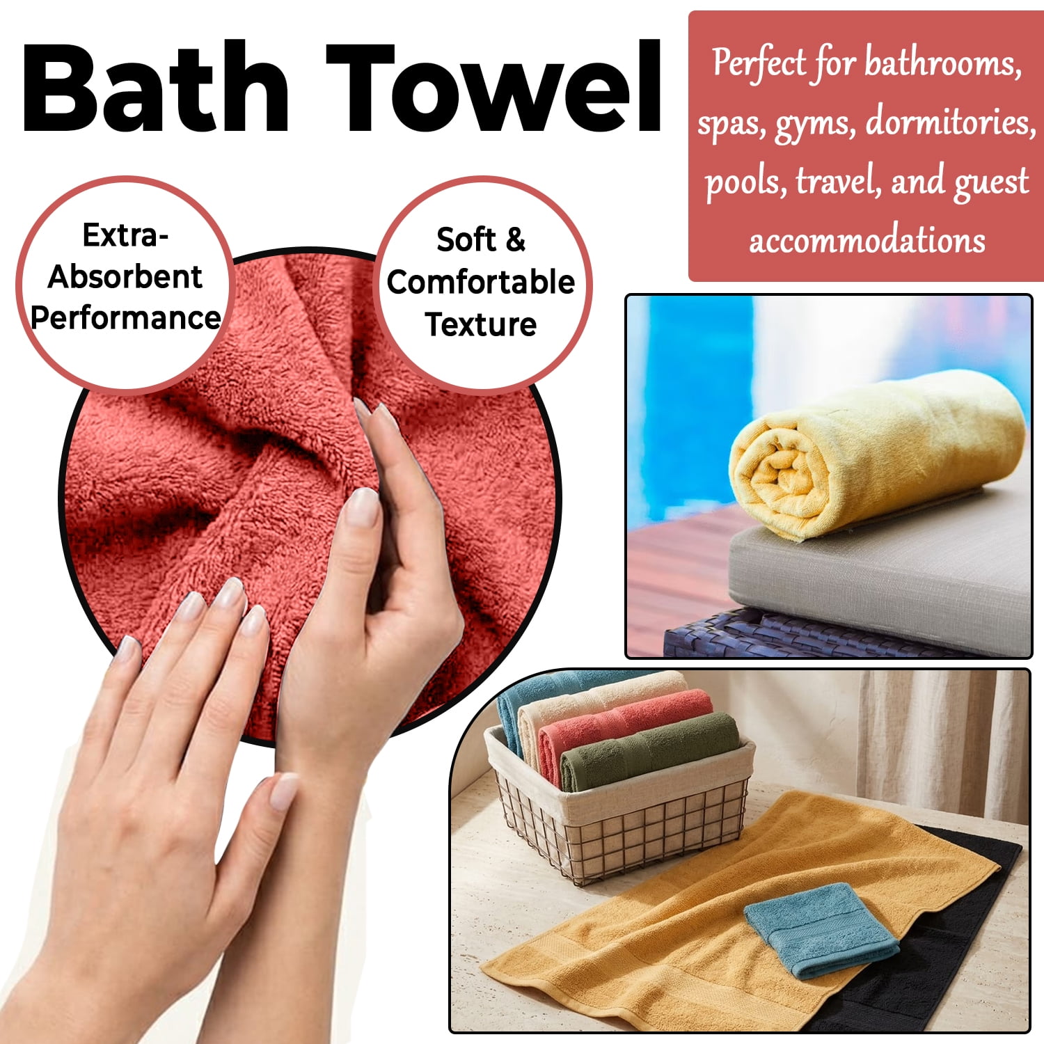Springfield 6 Pack Cotton Bath Towels and Washcloths, Extra