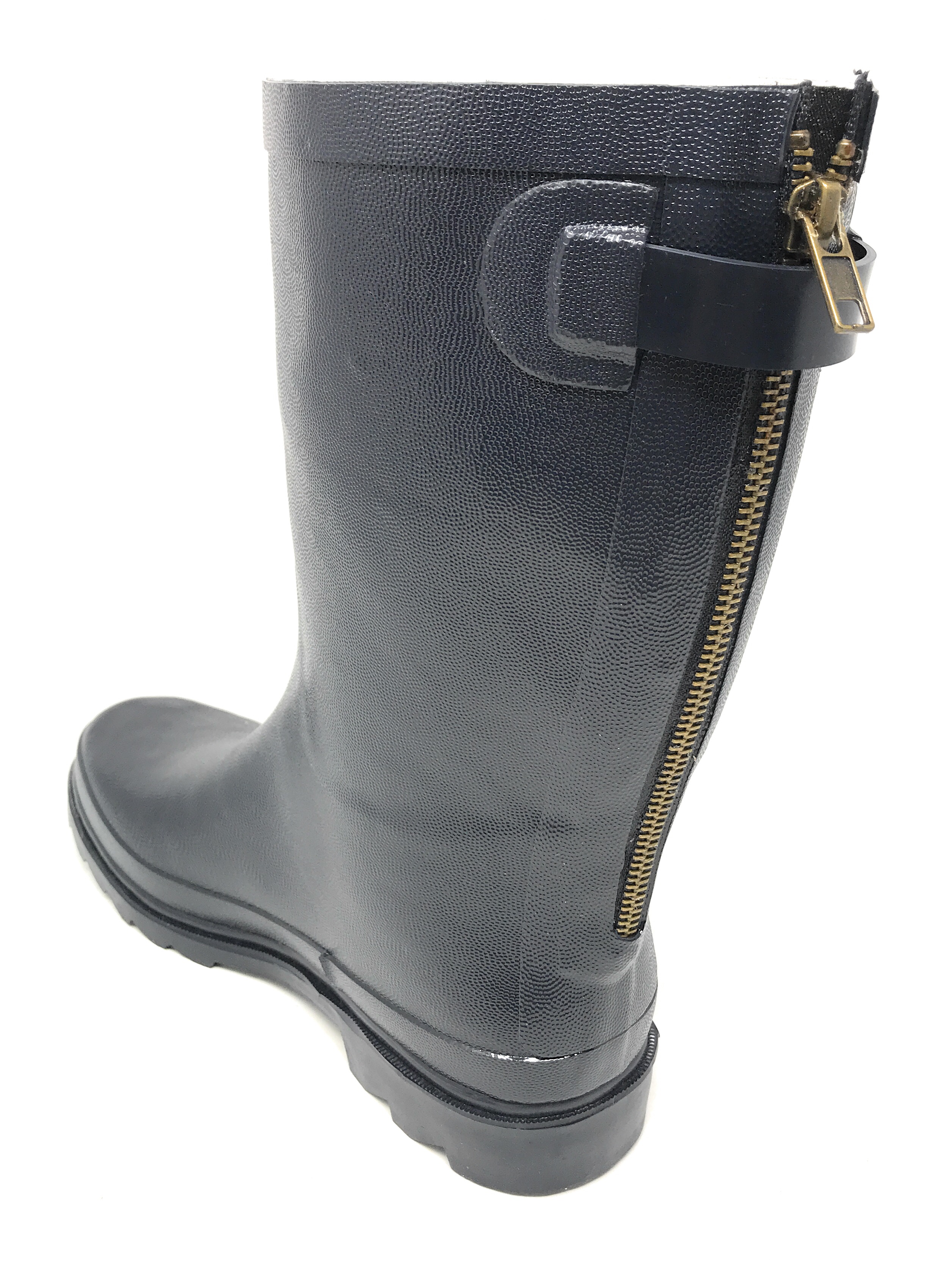 Forever Young Women's Solid Color With Back Mock Zipper Rain Boots