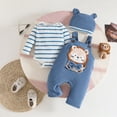 thumbnail image 2 of kpoplk Newborn Baby Boy Romper Fall Clothes Set 3Pcs Long Bodysuit +Jogger Pants +Hat Infant Coming Home Outfit For 0 3 6 9 12 18 Month Boy Size 6-12 Months,a9-Light Blue, 2 of 7