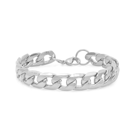 SteelTime Cuban Link Chain Bracelet for Men 18K Gold Plated Stainless Steel Jewelry, 8.5"