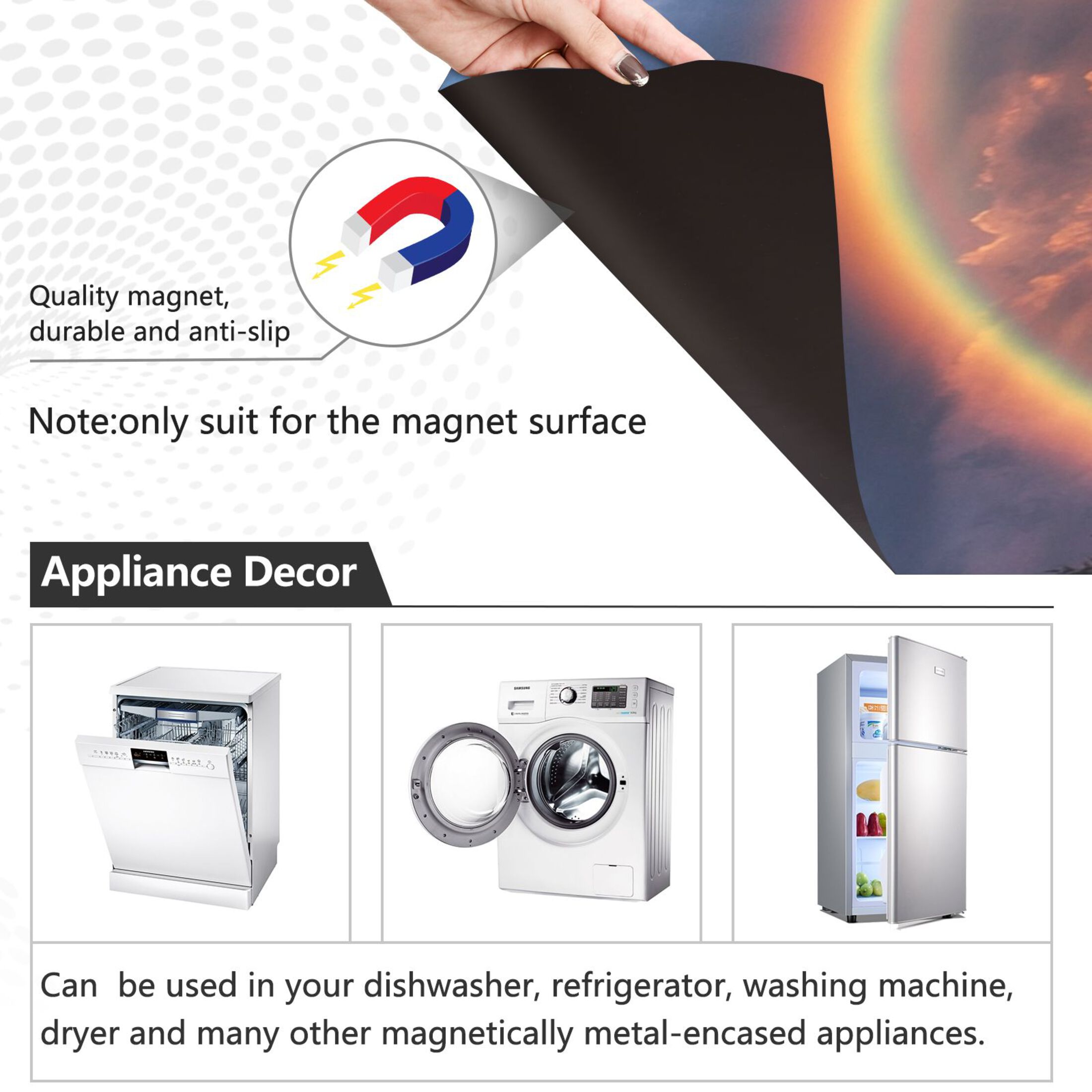Dishwasher Magnetic Sticker 23x26 Inch Refrigerator Magnetic Sticker Washing Machine Magnetic Sticker Kitchen Panel Magnetic Sticker Home Decor Super Cool Rainbow