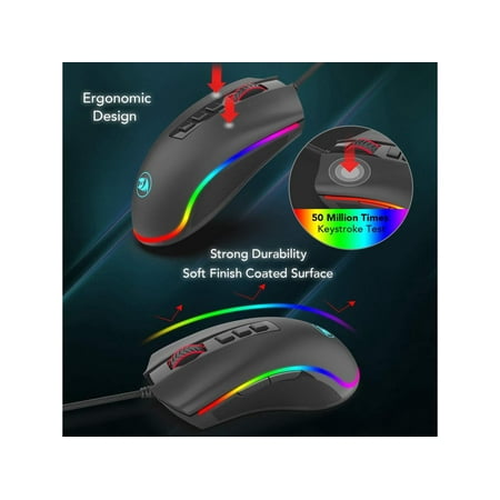 REDRAGON - COBRA M711 Wired Optical Gaming Mouse - Black