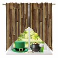 thumbnail image 2 of Swag Curtains Valances for Windows, Rustic Farmhouse Short Kitchen Window Curtains Over Sink, Brown Wood Textured Cafe Curtains Panel Set Of 2,Rod Pocket, 36 Inches Length, 2 of 9