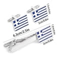 thumbnail image 3 of Set de gemelos y broches para corbatas con bandera griega para hombre, chapado en plata, 3 of 3