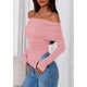 thumbnail image 3 of Remera PRETTYGARDEN Mujer Manga Larga Ajustada Rosa XXL con Hombros Descubiertos, 3 of 8