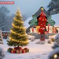 thumbnail image 3 of Stylish Metal Hanging Christmas Tree Wind Spinner - Festive Red & Gold Snowflake Design for Garden & Yard Decor, 3 of 7