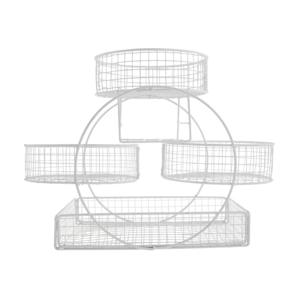 Cesta de frutas de varios niveles, organizador de almacenamiento de cocina, mesa de fiesta, centro de mesa Blanco