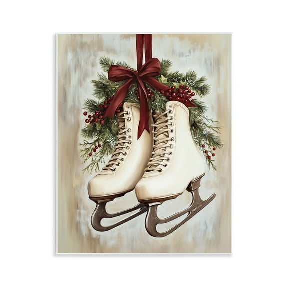 Stupell Industries Festive Ice Skates Wall Plaque Art, design by Arlington Prints