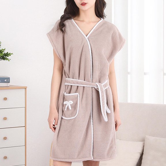 Vetsdori Womens Lightweight Robes Long Length Cotton Nightgowns Strap Loungewear Warm Cozy Casual Bathrobe for Ladies