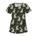 thumbnail image 3 of Printed Scrubs For Women，Scrubs for Women Trendy Easter Printing Plus Size Scrubs Tops Casual V Neck Short Sleeve Uniform with Pocket，Black，XL, 3 of 5