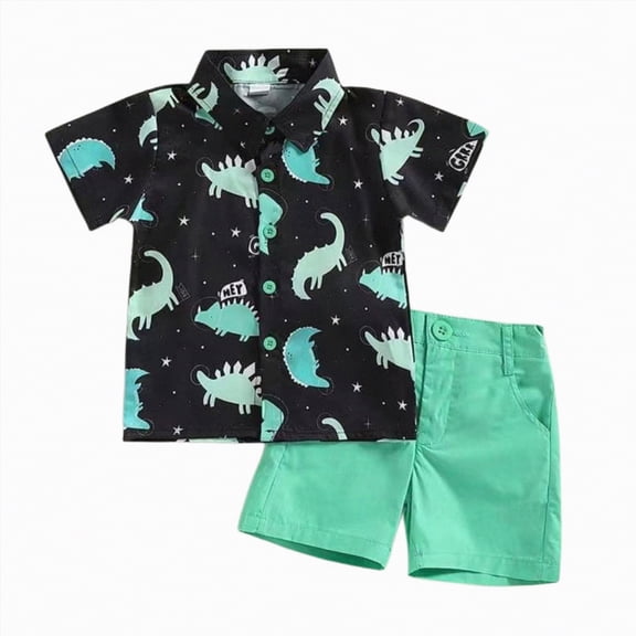 Kids Clothes Boys Summer Spring Dinosaur Print Sleeveless Running Suit 6 12 18 24Months 2T 3T Casual Outfits Sleepwear Two Pieces Set