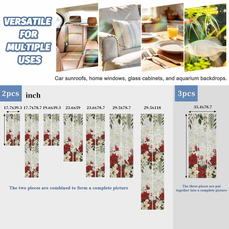 Christmas Poinsettia Pinecone Cardinal Window Privacy Film,Heat Control ...