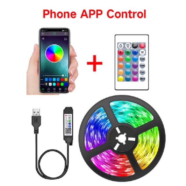 Tira de luces LED de Control infrarrojo para decoración de habitación, cinta de luces de hielo de neón SMD5050 para fondo de TV, luces LED USB con 44 teclas, DC5V