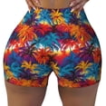 thumbnail image 2 of Logiee Colorful Hawaii Palms Print Women's Biker Shorts,Workout Gym Shorts,Scrunch Shorts,Tummy Control Hidden Scrunch Running Yoga Shorts-Medium, 2 of 8