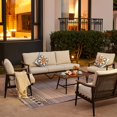 thumbnail image 6 of NATURAL EXPRESSIONS Patio Sofa Outdoor Furniture Metal Chair with Wicker Backrest & 6 Inches Cushion for Indoor, Front Porch, Deck, Balcony, Backyard, Sunroom, 73.35"(L) x 29.75"(W) x 33.86"(H)., 6 of 9