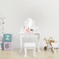 thumbnail image 3 of GloryStar Coiffeuse pour Enfants avec Miroir et Tabouret, Table de Maquillage Princesse en Bois, Miroir à Angle Réglable, Ensemble de Jeu de Rôle avec Tiroirs de Rangement, 3 of 7