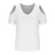 thumbnail image 5 of Puntoco Liquidación de blusas cortas para mujer Blusas de color liso para mujer Blusas de manga corta con escote en V y hombros descubiertos Blusas de moda, 5 of 5
