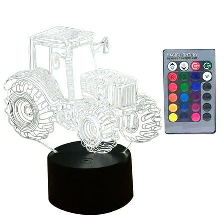 

3D Illusion Touch Control Night Light Led Tractor Shape Decorative Kids 7 Colors