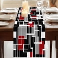 thumbnail image 3 of Table Runners 72 Inches Long Dress Scarves, Red Black Geometric Farmhouse Kitchen/Dining Table Runner, Coffee Tablerunners, Modern Color Block Abstract 16x72 Inch, 3 of 9