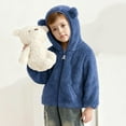 thumbnail image 5 of UQJfacai Toddler Boys Fleece Jacket Baby Boy Sherpa Bear Ear Hooded Winter Coat Fall Zip Up Casual Outerwear with Pockets 6M-4T, 5 of 6