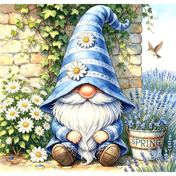 Gnome 5D Diamond Painting Kits for Adults Spring Flower DIY Diamond Art Painting Kits Full Drill Crystal Rhinestone Embroidery Gem Craft Kits for Home Office Wall Decor-8x12