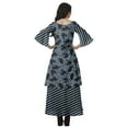 thumbnail image 2 of Moomaya Printed High Low Crop Top Kurti Palazzo Set Ethnic Indian Clothing Set For Womens, 2 of 9