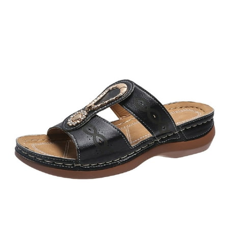 

TOYFUNNY Womens Platform Wedge Heel Roman Cutout Rhinestone Platform Sandals