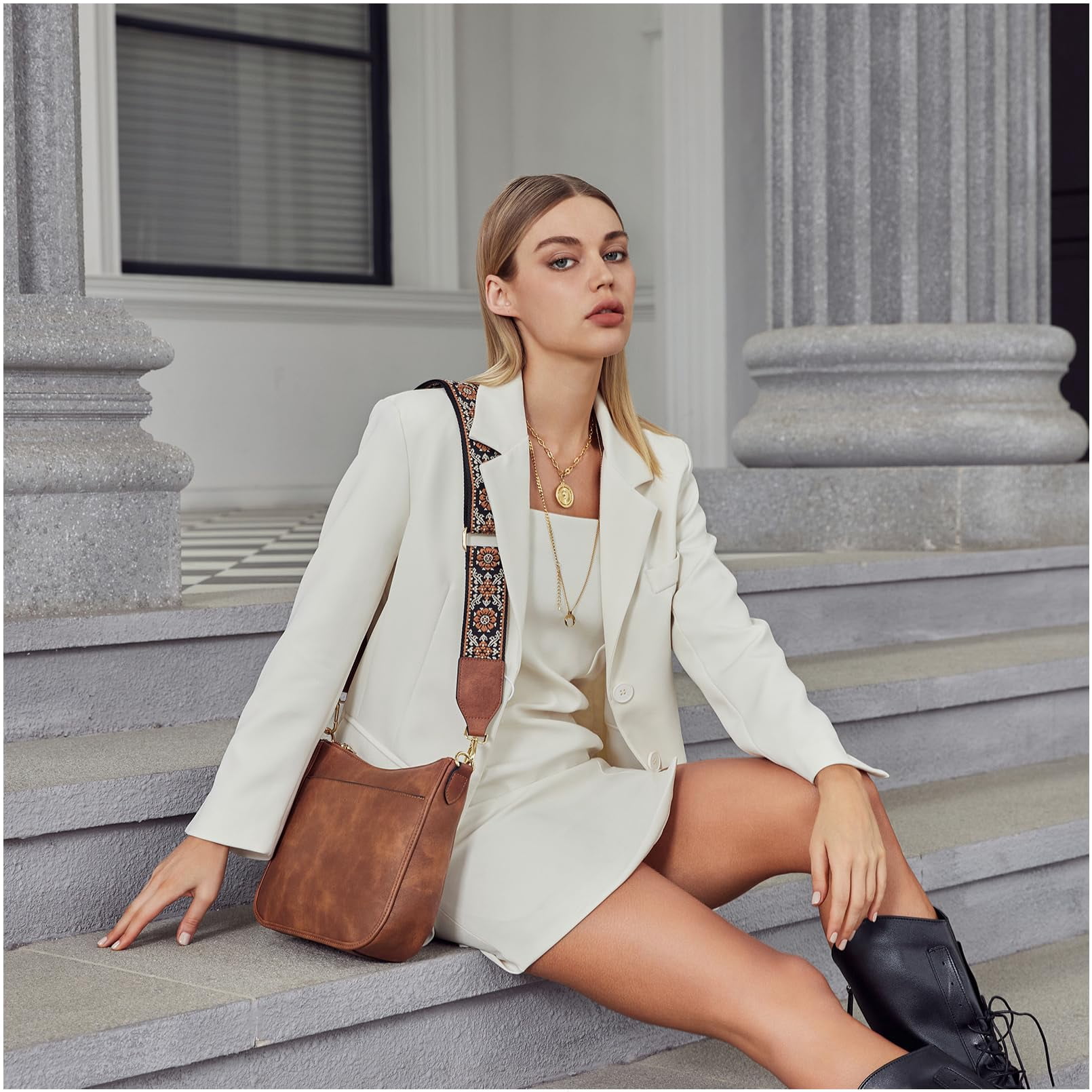 Crossbody Bags for Women Trendy Vegan Leather Hobo Purses Shoulder Handbags Wide Shoulder Strap