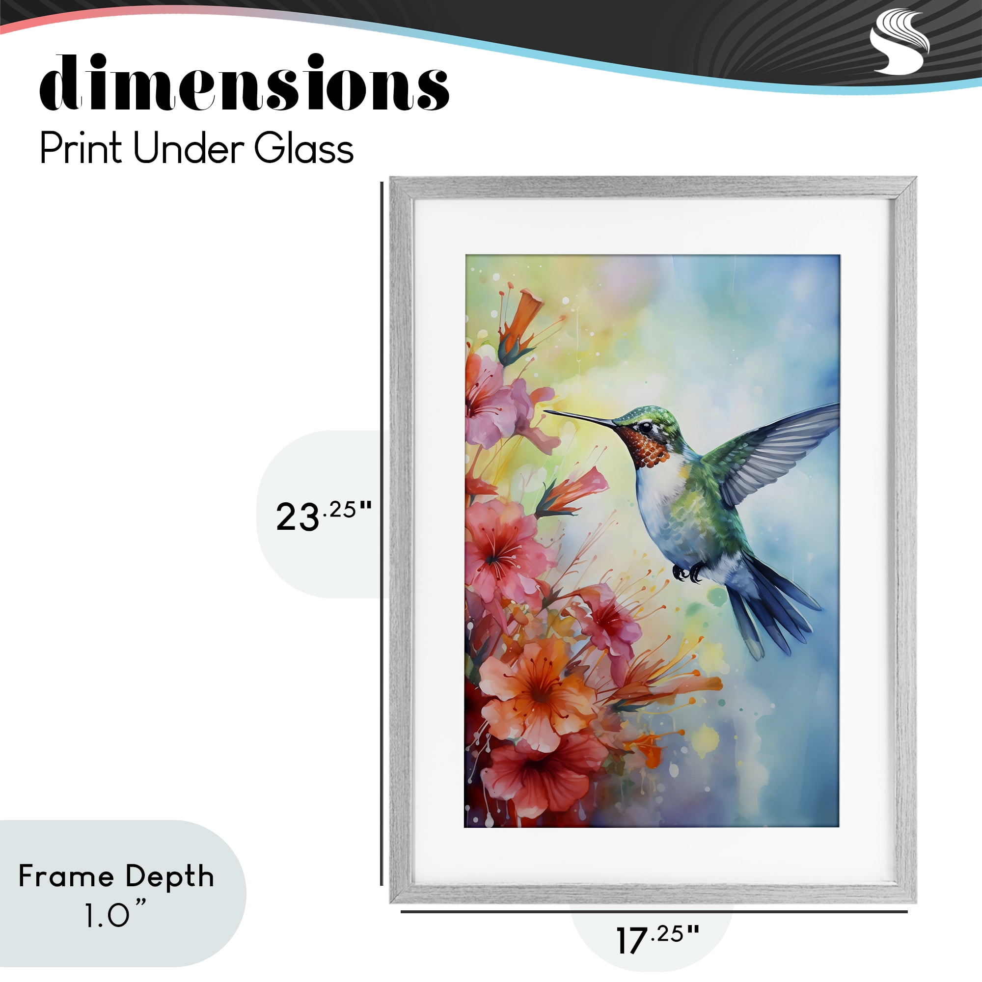Stupell Industries Hummingbird Hibiscus Serenade Gray Framed Print Under Glass, design by Creative Studio