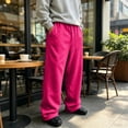 thumbnail image 6 of Leidass Men Mens Baggy Sweatpants Wide Leg Loose Fit Streetwear Athletic Drawstring Workout Pants with Pockets Hot Pink XL, 6 of 8