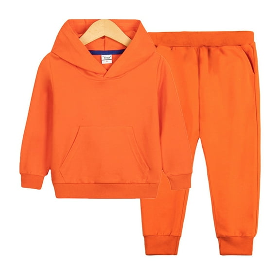 Godderr Kids Toddler Sweatsuit Outfit for Boys Girls 2PCS Solid Jogging Suits with Hoodie Tracksuit Outfit Top and Pants for 1-12 Years Old