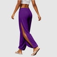 thumbnail image 2 of Wutalume Yoga Pants for Women - High Slit Harem Boho Flowy Trousers with Wide Leg, Breathable Lightweight Pants for Gym, Dance & Daily Casual Wear,Purple XL, 2 of 7
