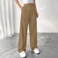 thumbnail image 6 of JJHGVB Long Trousers palazzo pants Flowy Pants Summer Outfit Sweat Wear cream pants Lounge Trousers Wide Leg Palazzo Lightweight Breathable High Waist Travel Vacation Clothes Khaki 2XL, 6 of 9