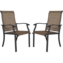 Patio Dining Chairs Set of 2, Indoor/Outdoor Textilene Dining Chairs with High Back, Patio Furniture Chairs with Armrest, Iron Frame and Textilene Chairs,Black&Brown