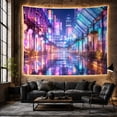 thumbnail image 6 of Neon City Alley Beneath Cascading Wisteria, Dreamy Anime for Gamers, Glowing Urban Night Decor, Housewarming Gift, Tapestry Wall Hanging for Bedroom and Gaming Room, 6 of 7