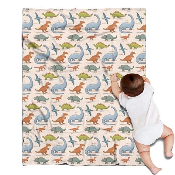 Beige Dinosaurs Birds Pattern Blanket,Comfortable Soft Flannel Throw Blanket,All Season,Warm Lightweight Blankets for Sofa Bed Couch Living Room Chair,30"x40"