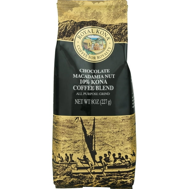 Royal Kona Coffee for Royalty CHOCOLATE MACADAMIA NUT, 10% KONA Coffee ...