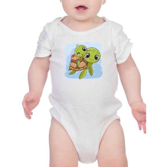 Water Turtles Mom Baby Cute Art Bodysuit Infant -Image by Shutterstock, Newborn