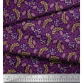 thumbnail image 3 of Soimoi Purple polyester Crepe Fabric polyester & Leaves Print Fabric by the Yard 42 Inch Wide, 3 of 3