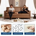 thumbnail image 4 of COZONY 81" Mid-Century Modern 3-Seater Faux Leather Sofa with Deep Seats, Stain-Resistant PU for Living Room, Apartment, Office,Brown, 4 of 9
