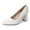 White Vegan Leather, variant on Jolie Heels for Women - Closed Pointed Toe Mid Block Heel Classic Pumps